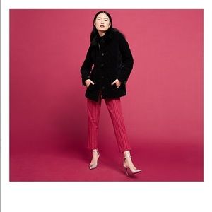 Isaac Mizrahi Live Quilted Velvet Coat Removable Faux Fur Collar